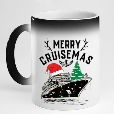 Merry Cruisemas Christmas Family Cruise Ship Funny 11oz Black Color Changing Mug