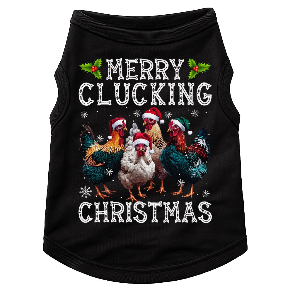 Merry Clucking Christmas Funny Chicken Lights Santa Hat Xmas Doggie Tank