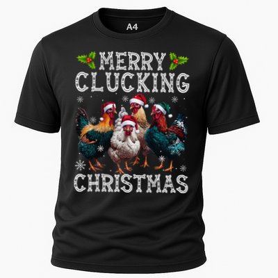 Merry Clucking Christmas Funny Chicken Lights Santa Hat Xmas Performance Shirt