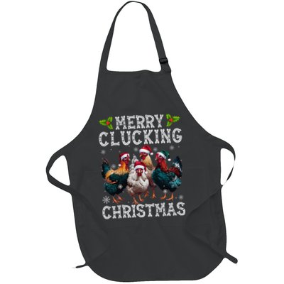 Merry Clucking Christmas Funny Chicken Lights Santa Hat Xmas Apron