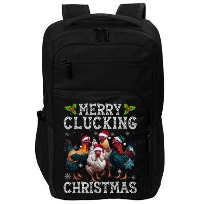 Merry Clucking Christmas Funny Chicken Lights Santa Hat Xmas Impact Tech Backpack