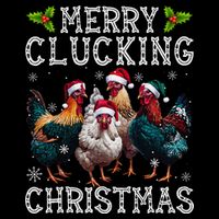 Merry Clucking Christmas Funny Chicken Lights Santa Hat Xmas Button