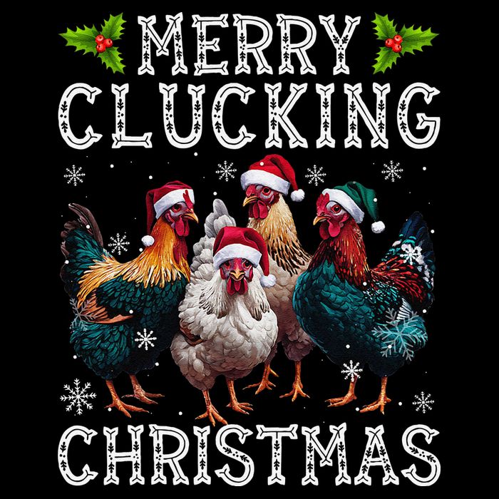 Merry Clucking Christmas Funny Chicken Lights Santa Hat Xmas Button