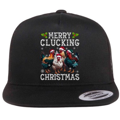 Merry Clucking Christmas Funny Chicken Lights Santa Hat Xmas Flatbill Hat
