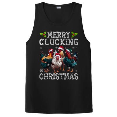 Merry Clucking Christmas Funny Chicken Lights Santa Hat Xmas PosiCharge Competitor Tank