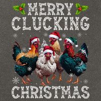 Merry Clucking Christmas Funny Chicken Lights Santa Hat Xmas Cotton Canvas Backpack