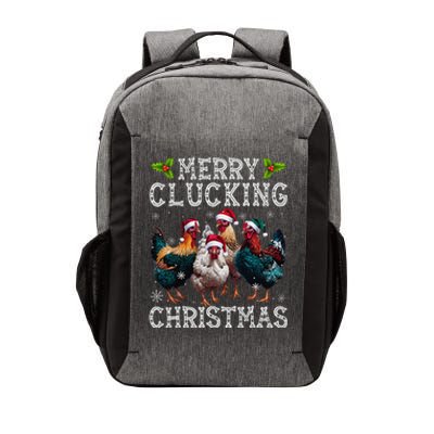 Merry Clucking Christmas Funny Chicken Lights Santa Hat Xmas Vector Backpack