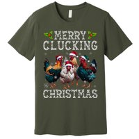 Merry Clucking Christmas Funny Chicken Lights Santa Hat Xmas Premium T-Shirt