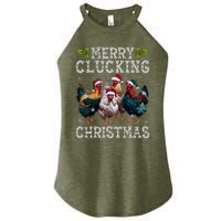 Merry Clucking Christmas Funny Chicken Lights Santa Hat Xmas Women's Perfect Tri Rocker Tank