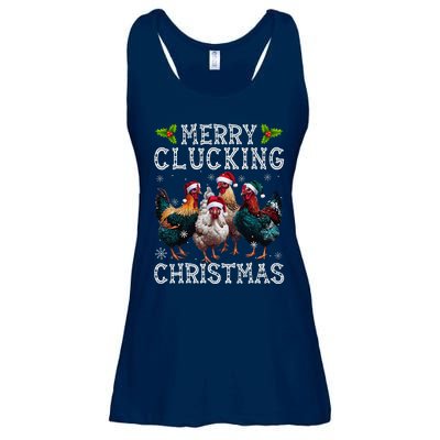 Merry Clucking Christmas Funny Chicken Lights Santa Hat Xmas Ladies Essential Flowy Tank