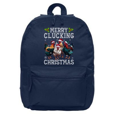 Merry Clucking Christmas Funny Chicken Lights Santa Hat Xmas 16 in Basic Backpack