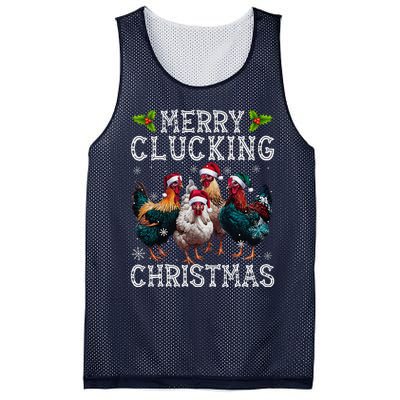 Merry Clucking Christmas Funny Chicken Lights Santa Hat Xmas Mesh Reversible Basketball Jersey Tank