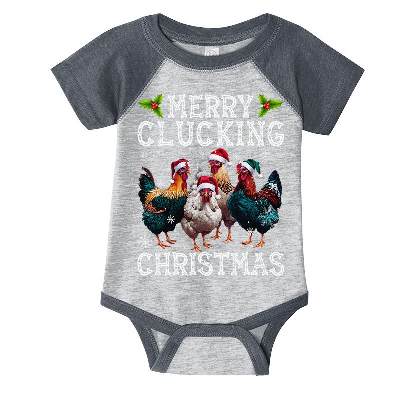 Merry Clucking Christmas Funny Chicken Lights Santa Hat Xmas Infant Baby Jersey Bodysuit