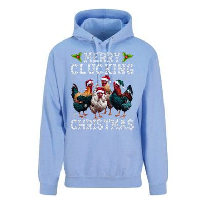 Merry Clucking Christmas Funny Chicken Lights Santa Hat Xmas Unisex Surf Hoodie