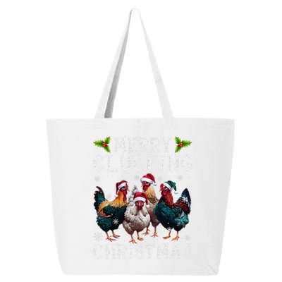 Merry Clucking Christmas Funny Chicken Lights Santa Hat Xmas 25L Jumbo Tote