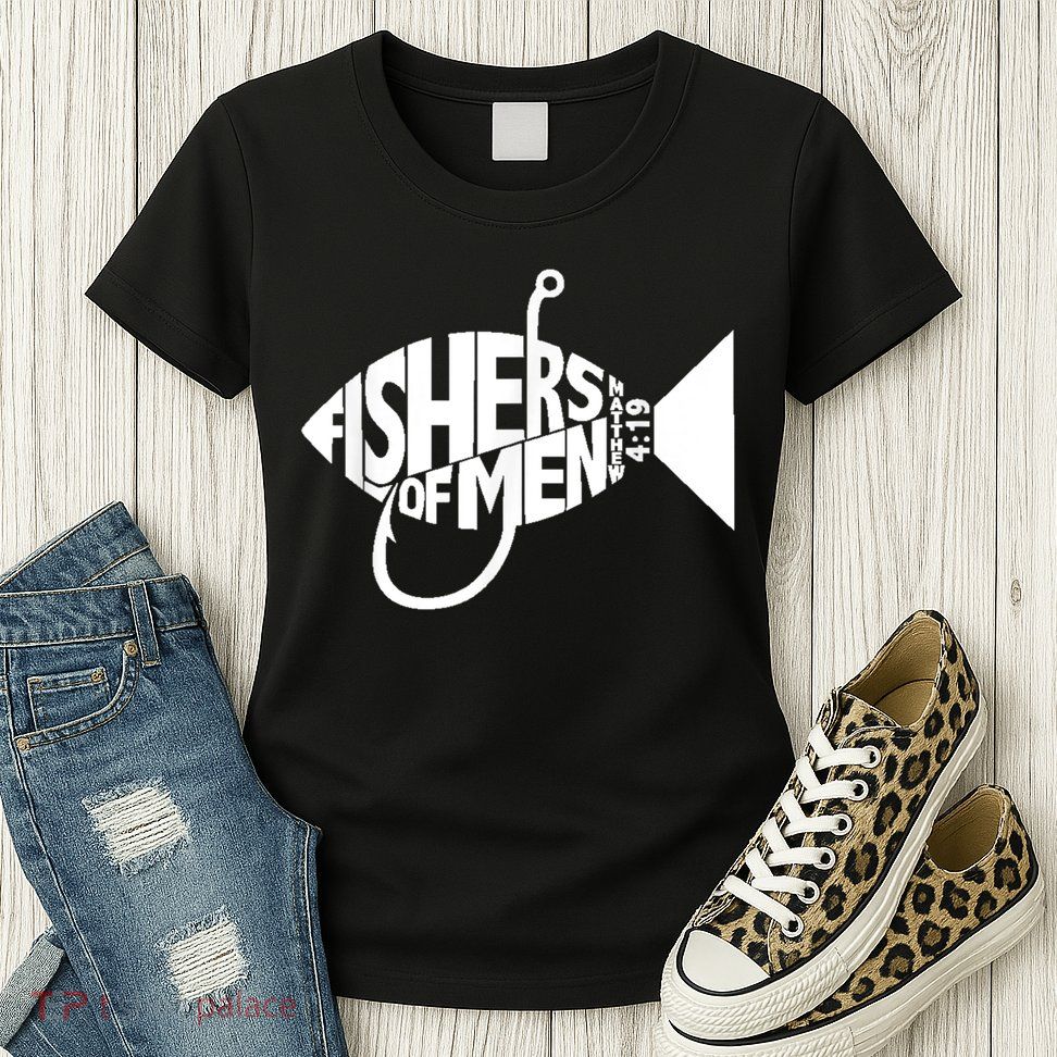 Matching Church Christian Group Bible Verse Fishers Of Men Womens T-Shirt