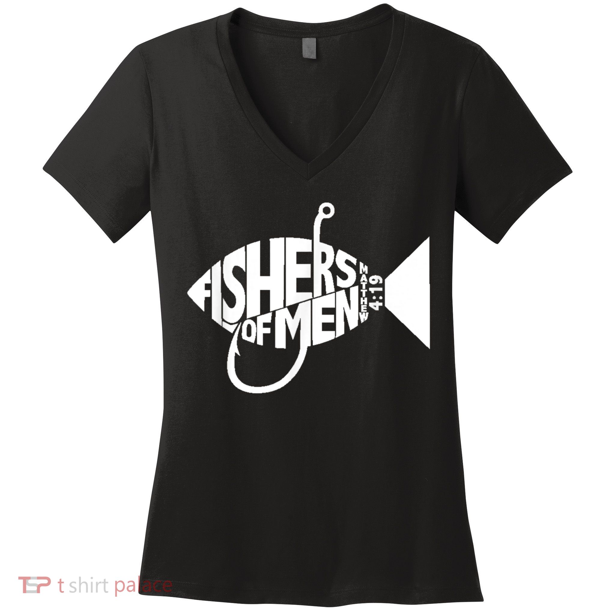 Matching Church Christian Group Bible Verse Fishers Of Men Women's V-Neck T-Shirt