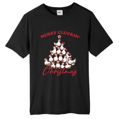 Merry Cluckin Christmas Xmas Tree Chicken Pajamas Holiday Gift Tall Fusion ChromaSoft Performance T-Shirt