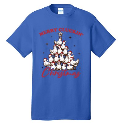 Merry Cluckin Christmas Xmas Tree Chicken Pajamas Holiday Gift Tall T-Shirt