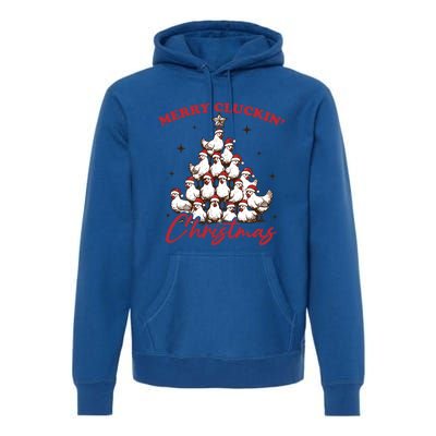 Merry Cluckin Christmas Xmas Tree Chicken Pajamas Holiday Gift Premium Hoodie