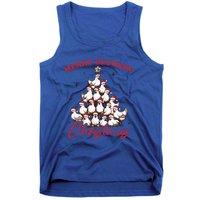 Merry Cluckin Christmas Xmas Tree Chicken Pajamas Holiday Gift Tank Top