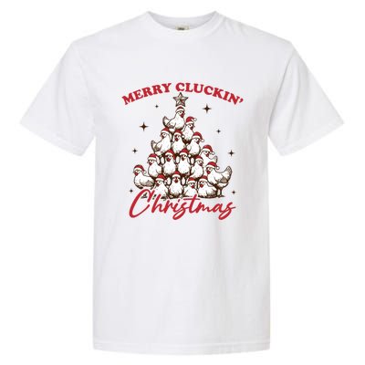 Merry Cluckin Christmas Xmas Tree Chicken Pajamas Holiday Gift Garment-Dyed Heavyweight T-Shirt