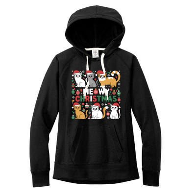 Meowy Christmas Cats Lover Holiday Xmas Funny Women's Fleece Hoodie