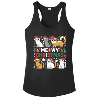 Meowy Christmas Cats Lover Holiday Xmas Funny Ladies PosiCharge Competitor Racerback Tank