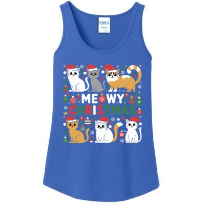 Meowy Christmas Cats Lover Holiday Xmas Funny Ladies Essential Tank