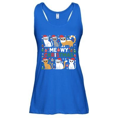 Meowy Christmas Cats Lover Holiday Xmas Funny Ladies Essential Flowy Tank