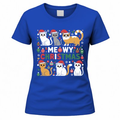 Meowy Christmas Cats Lover Holiday Xmas Funny Women's T-Shirt