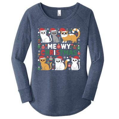 Meowy Christmas Cats Lover Holiday Xmas Funny Women's Perfect Tri Tunic Long Sleeve Shirt