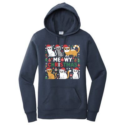 Meowy Christmas Cats Lover Holiday Xmas Funny Women's Pullover Hoodie