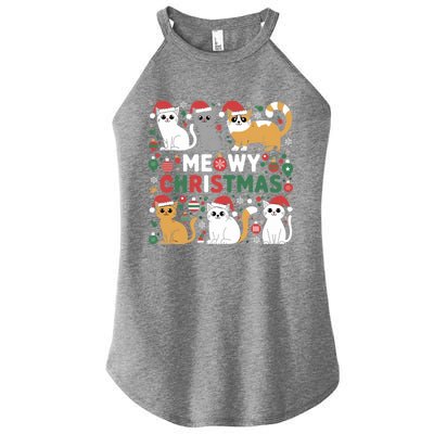 Meowy Christmas Cats Lover Holiday Xmas Funny Women’s Perfect Tri Rocker Tank