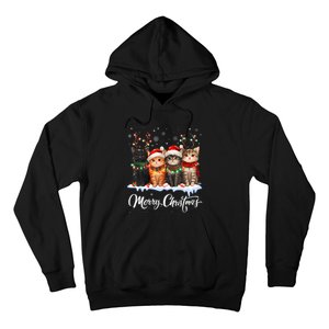 Merry Christmas Cat Christmas Light Reindeer Santa Christmas Hoodie