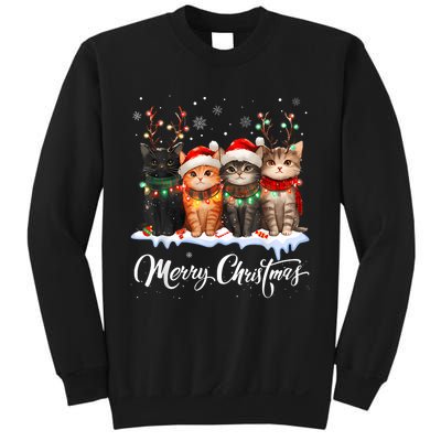 Merry Christmas Cat Christmas Light Reindeer Santa Christmas Sweatshirt