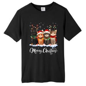 Merry Christmas Cat Christmas Light Reindeer Santa Christmas Tall Fusion ChromaSoft Performance T-Shirt