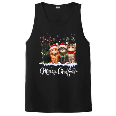 Merry Christmas Cat Christmas Light Reindeer Santa Christmas PosiCharge Competitor Tank