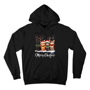 Merry Christmas Cat Christmas Light Reindeer Santa Christmas Tall Hoodie