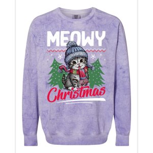 Meowy Christmas Cute Gift Colorblast Crewneck Sweatshirt