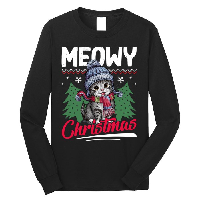 Meowy Christmas Cute Gift Long Sleeve Shirt