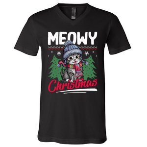 Meowy Christmas Cute Gift V-Neck T-Shirt