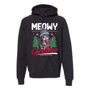 Meowy Christmas Cute Gift Premium Hoodie