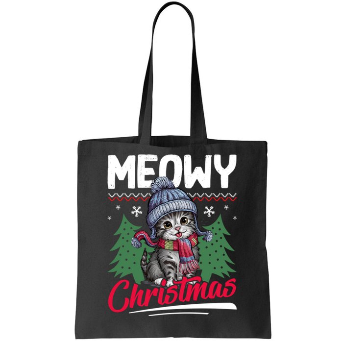 Meowy Christmas Cute Gift Tote Bag