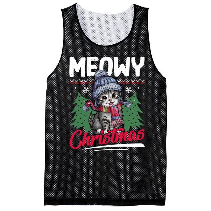 Meowy Christmas Cute Gift Mesh Reversible Basketball Jersey Tank