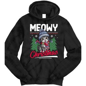 Meowy Christmas Cute Gift Tie Dye Hoodie