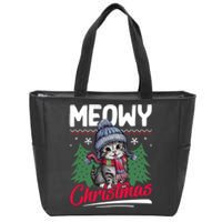 Meowy Christmas Cute Gift Zip Tote Bag