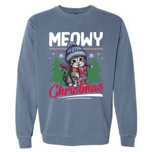 Meowy Christmas Cute Gift Garment-Dyed Sweatshirt