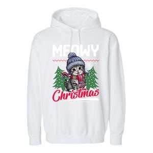 Meowy Christmas Cute Gift Garment-Dyed Fleece Hoodie