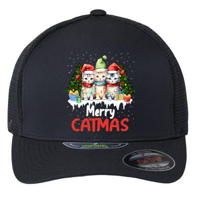 Merry Catmas Christmas Festive Feline Fun Cat Tees Gift Flexfit Unipanel Trucker Cap